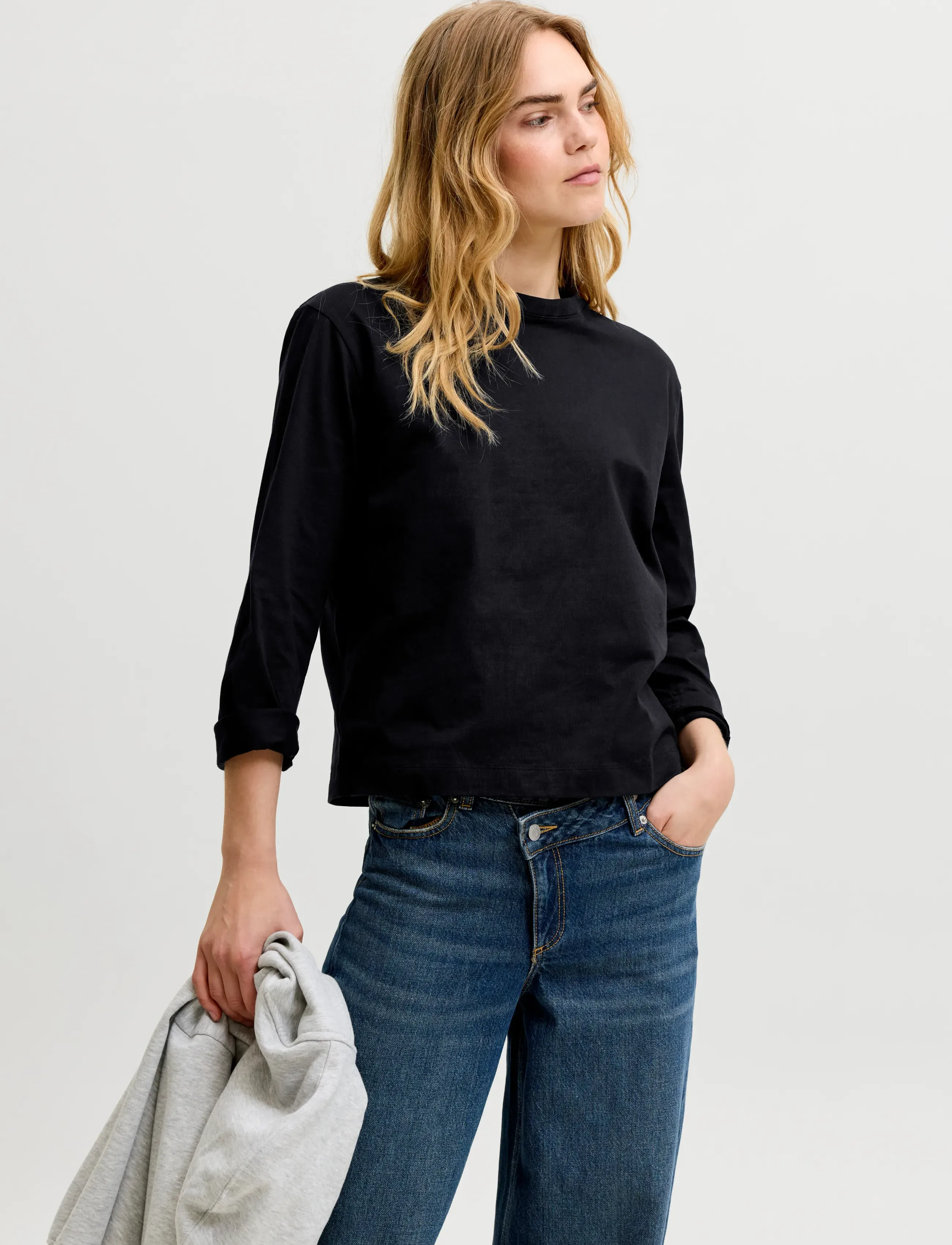 JJXX Jxsophia Boxy Ls Tee Jrs Noos, L, T-shirts & Oberteile, Schwarz - Long-sleeved, Frauen