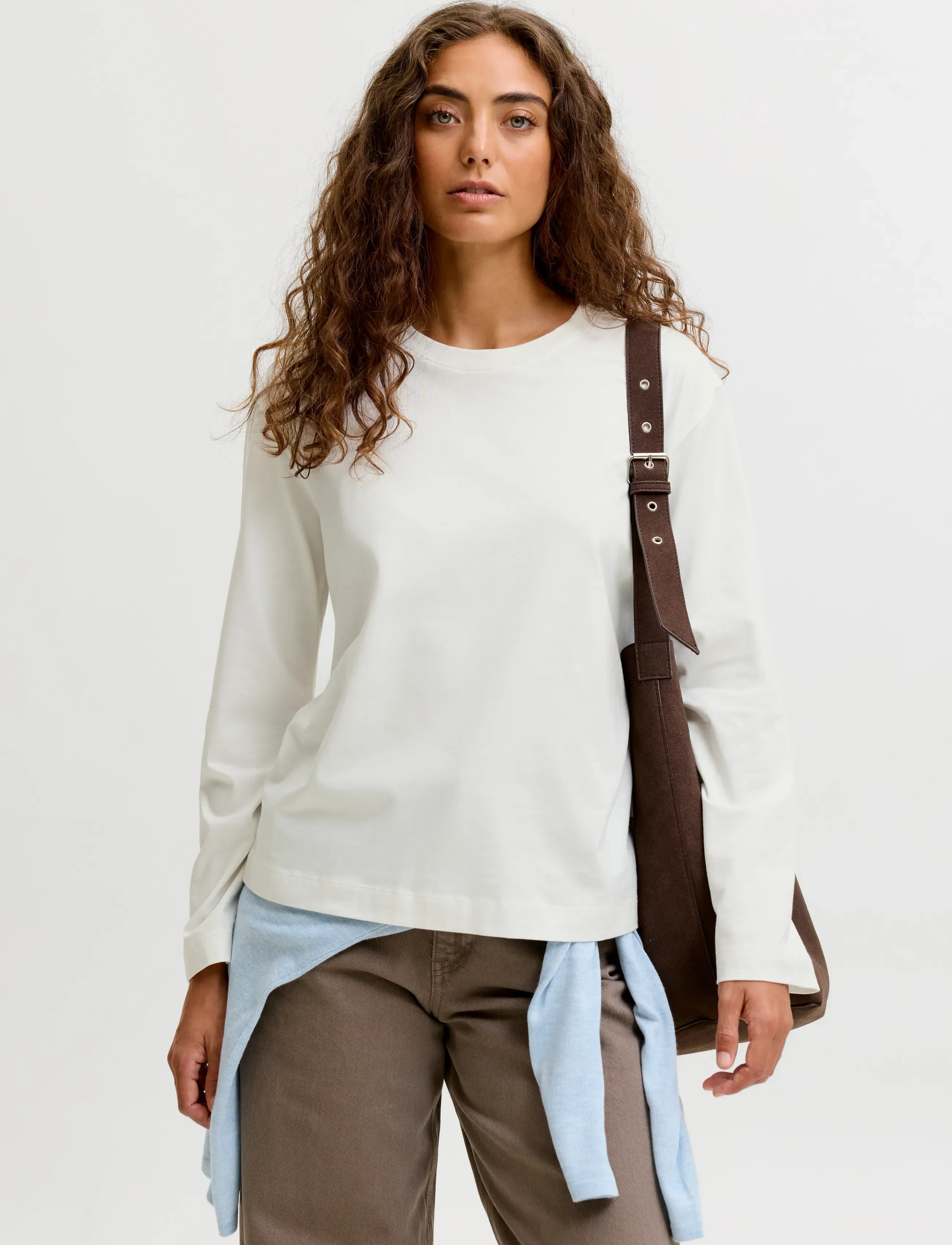 JJXX Jxsophia Boxy Ls Tee Jrs Noos, Kvinder, Boxy Langærmet T-Shirt, Hvid, Str: S