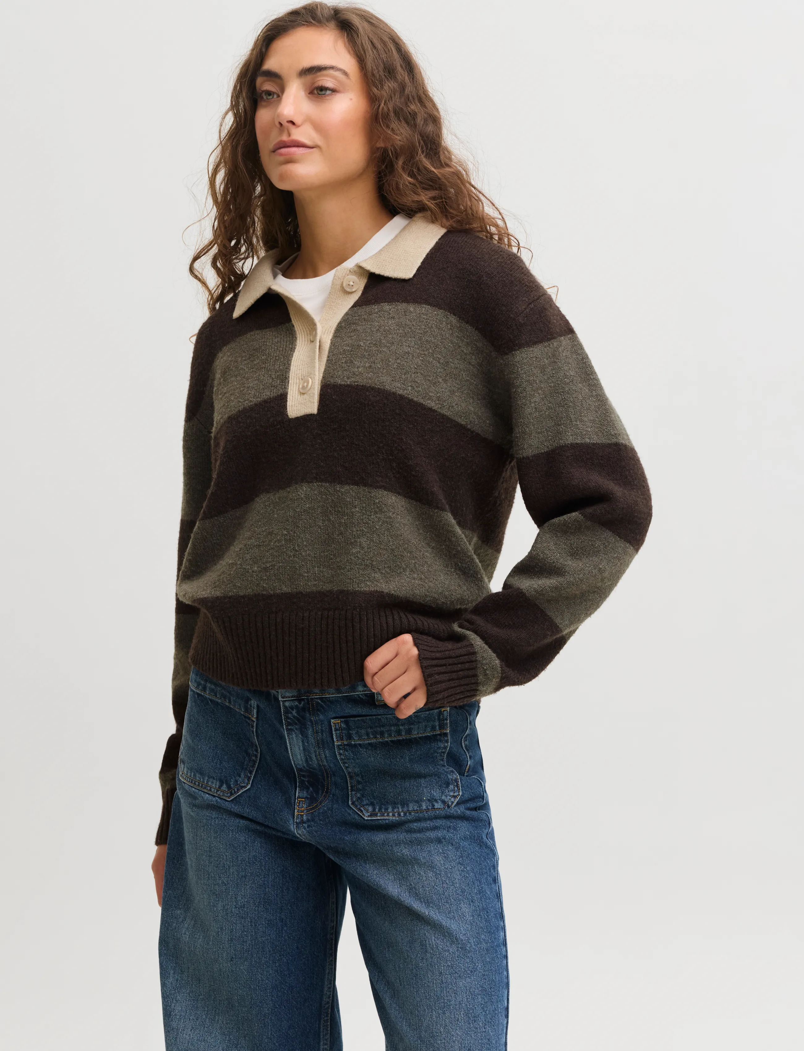 JJXX Jxruby Polo Neck Knit Sn, S, Knitwear, Braun - Jumpers, Frauen