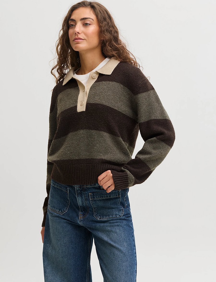 JJXX - JXRUBY POLO NECK KNIT SN - seal brown - 0
