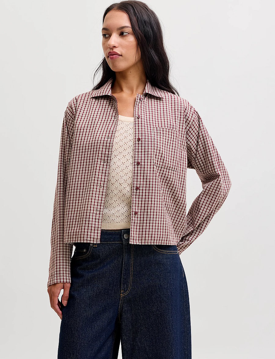 JJXX - JXASTA LS CLEAN CHECK SHIRT WVN SN - langärmlige hemden - chocolate truffle - 0