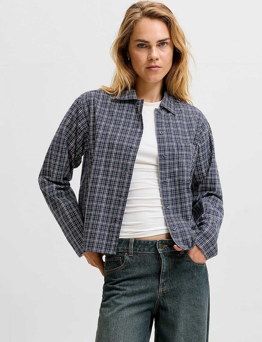 JJXX - JXASTA LS CLEAN CHECK SHIRT WVN SN - langärmlige hemden - night sky - 0