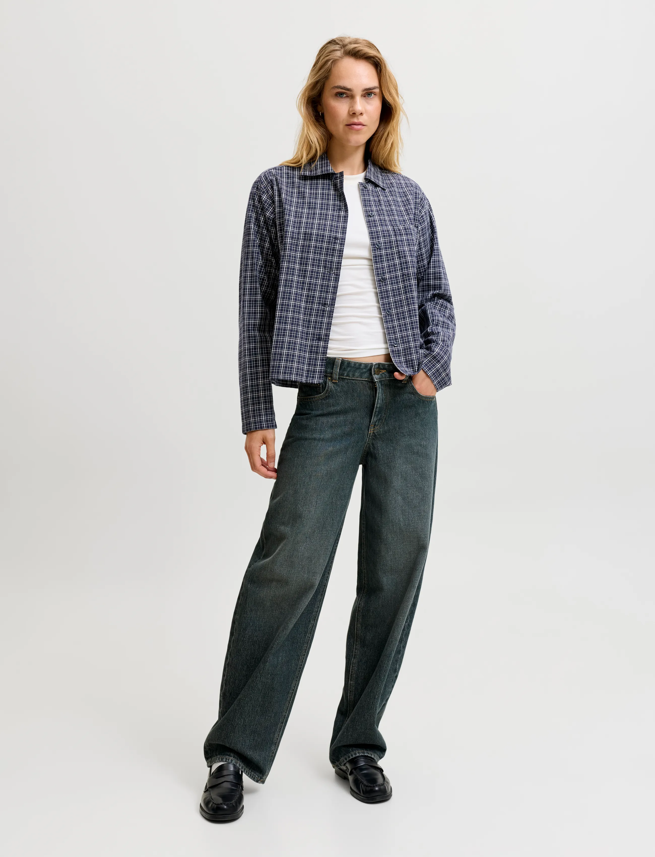 JJXX - JXASTA LS CLEAN CHECK SHIRT WVN SN - langärmlige hemden - night sky - 4