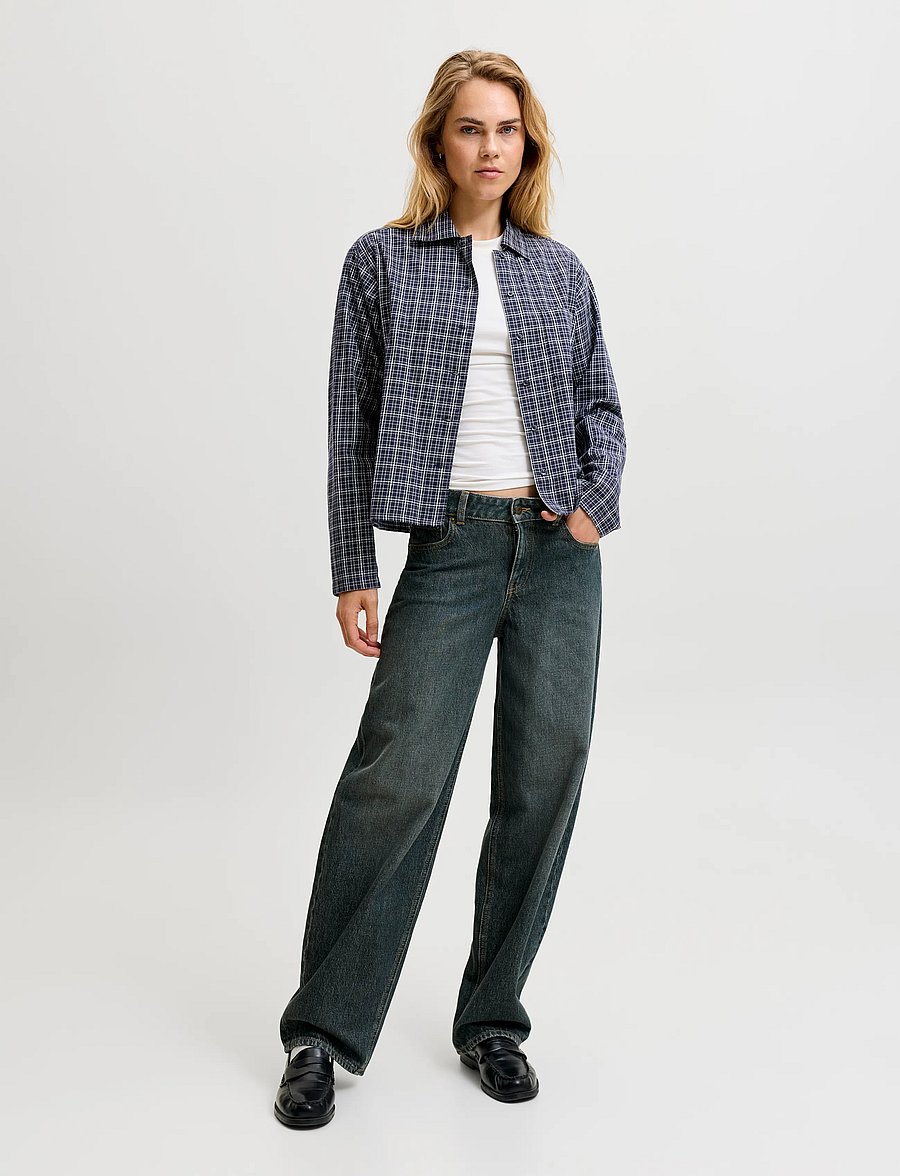 JJXX - JXASTA LS CLEAN CHECK SHIRT WVN SN - langärmlige hemden - night sky - 4