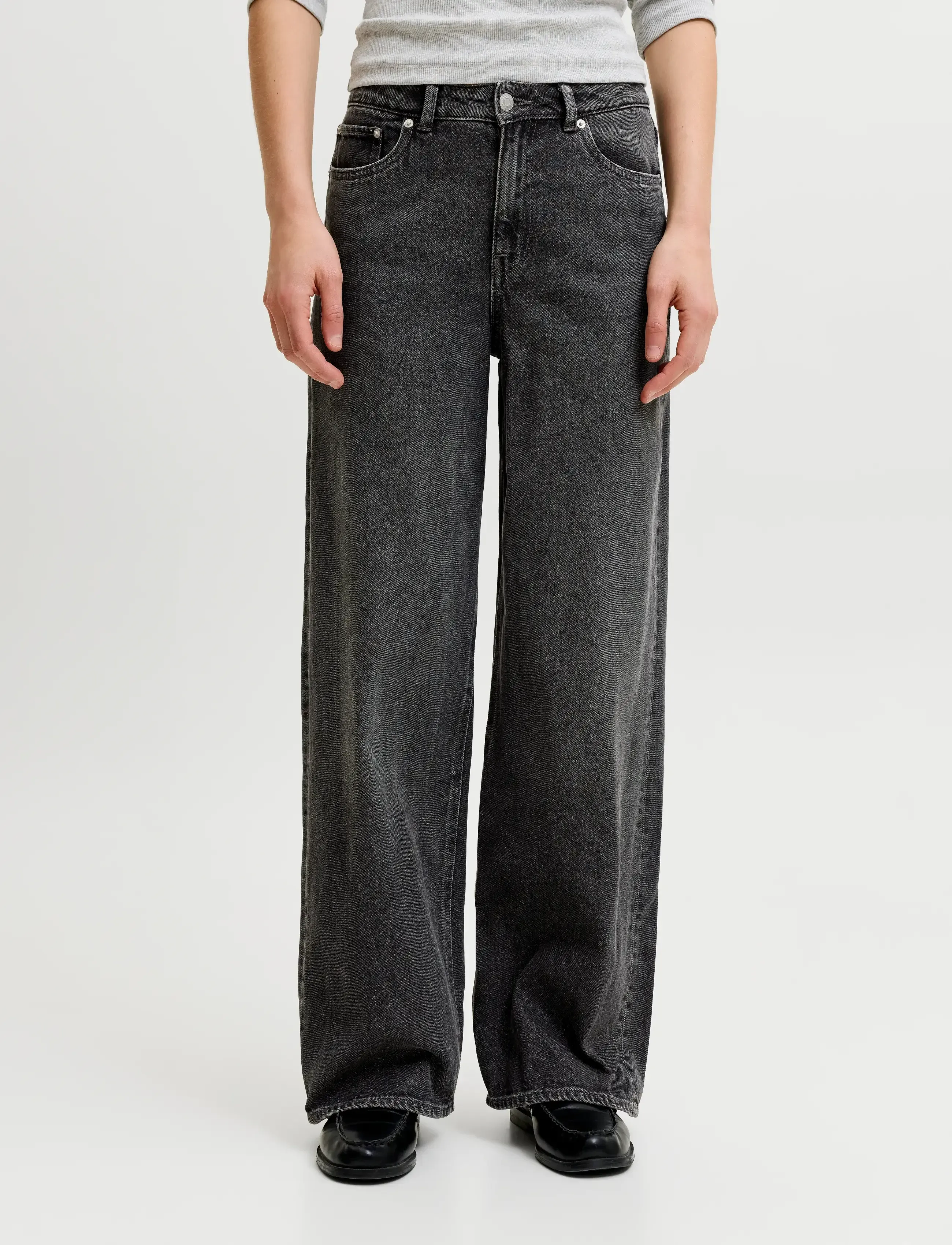 JJXX Jxtokyo Wide Hw R386 Dnm Noos, Kvinder, Højtaljede Wide Leg Jeans, Sort, Str: 32 x 32