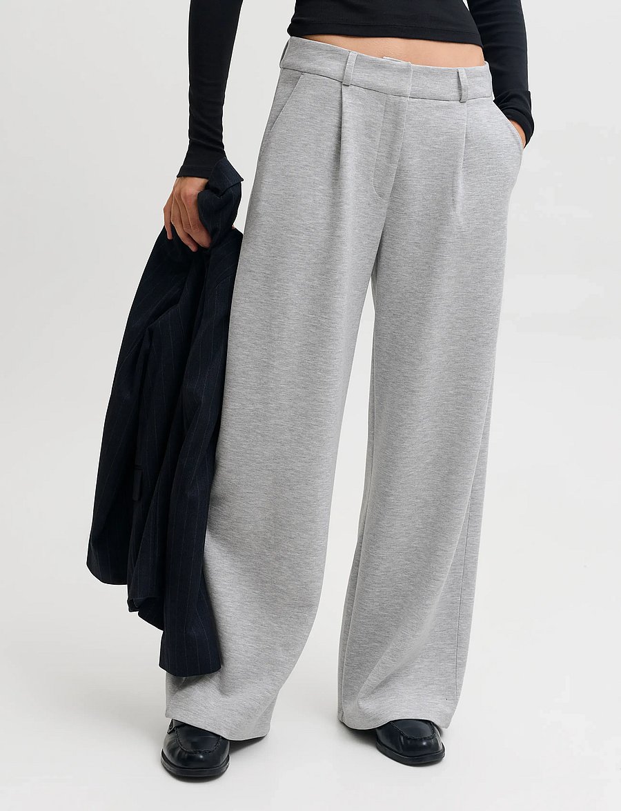 JJXX - JXBILLIE SCUBA PANTS SWT - hosen mit weitem bein - light grey melange - 0