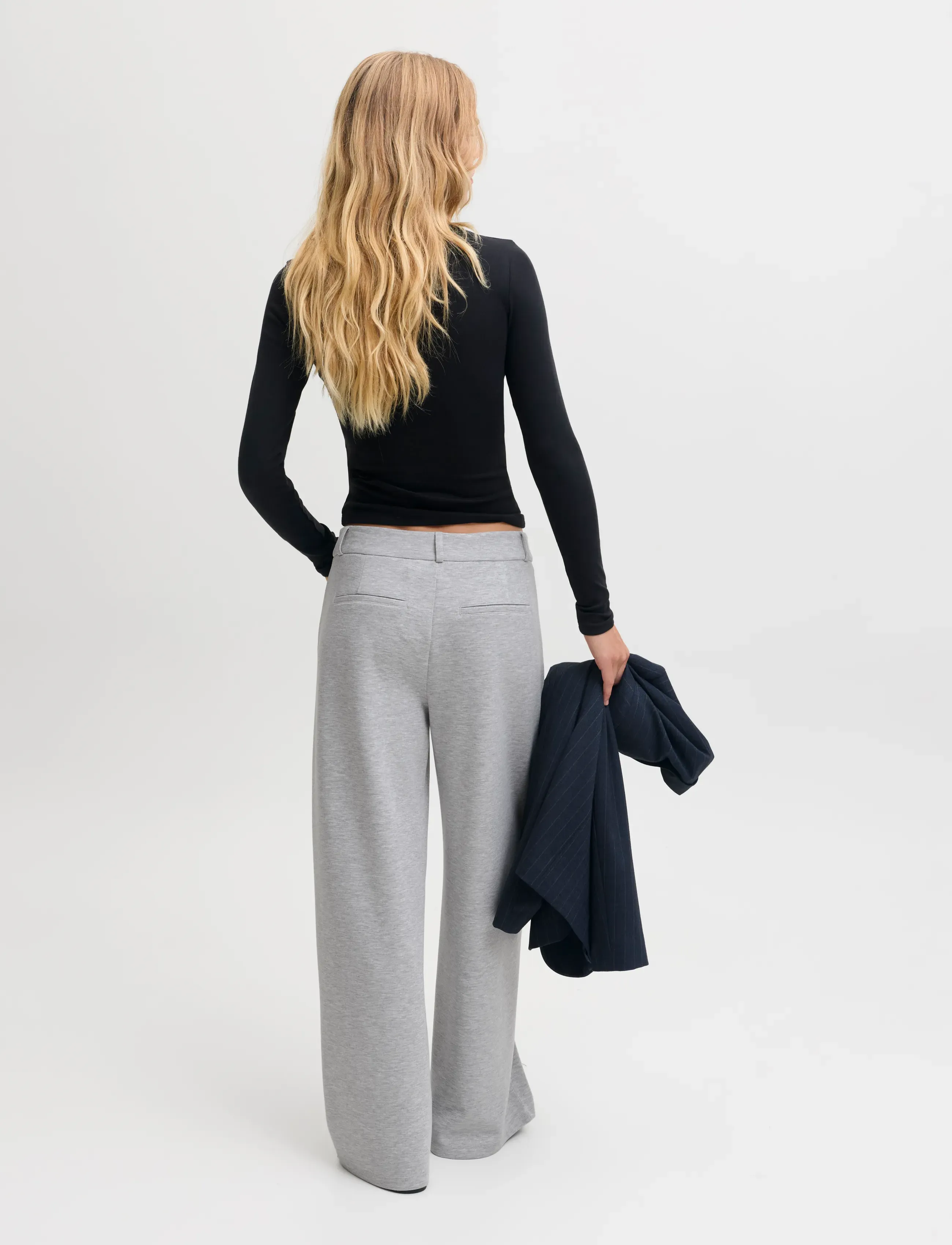 JJXX - JXBILLIE SCUBA PANTS SWT - hosen mit weitem bein - light grey melange - 3