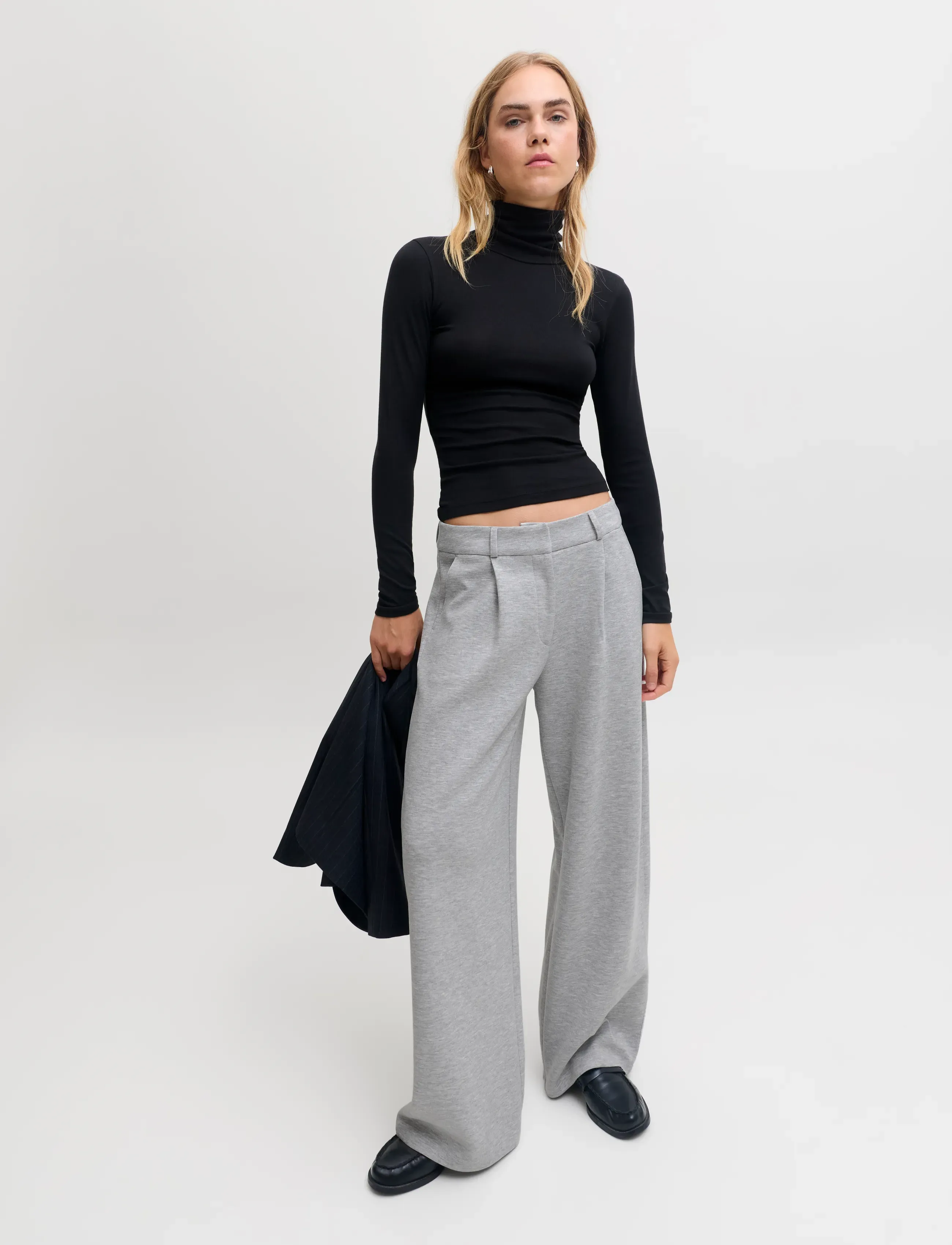 JJXX - JXBILLIE SCUBA PANTS SWT - hosen mit weitem bein - light grey melange - 4