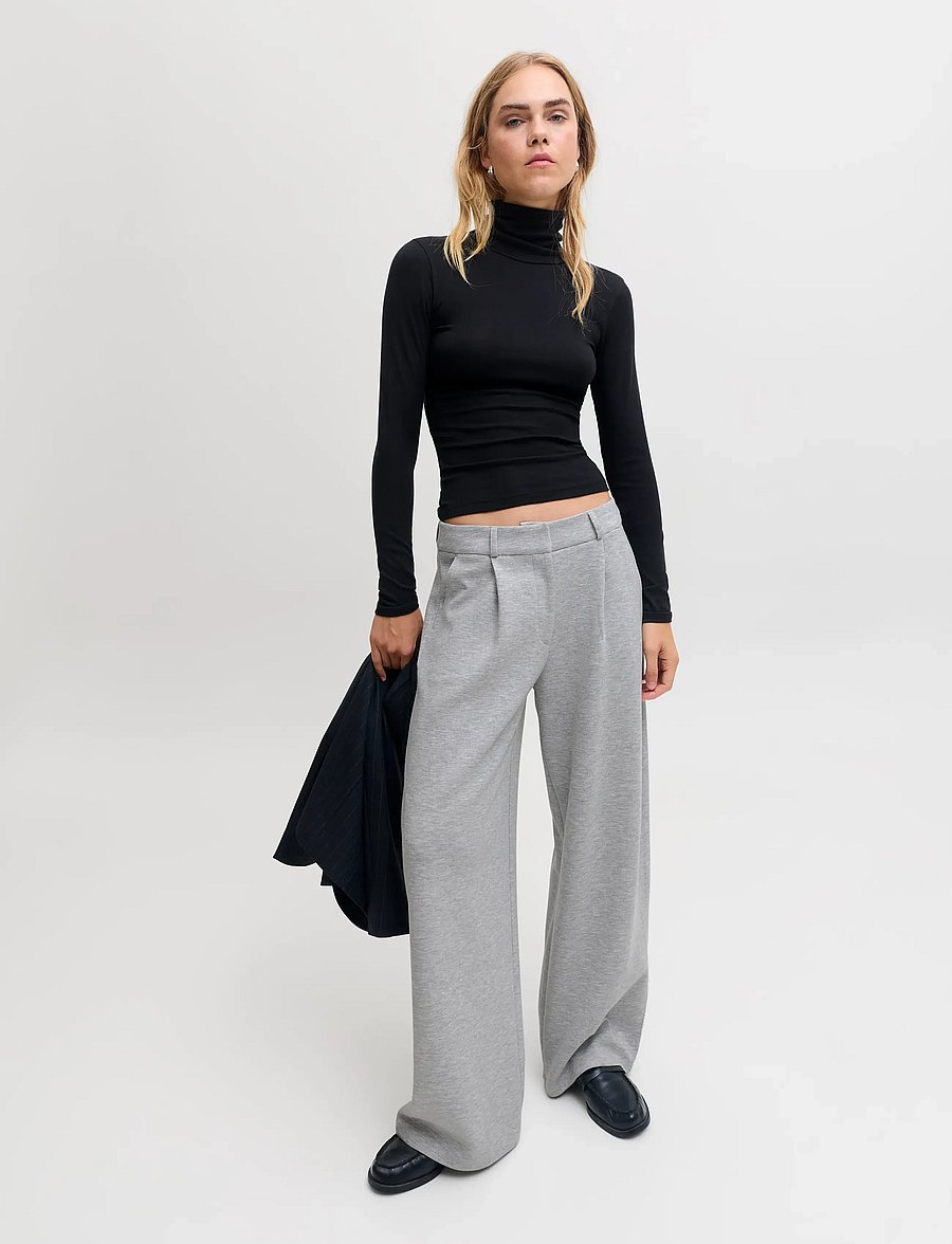 JJXX - JXBILLIE SCUBA PANTS SWT - hosen mit weitem bein - light grey melange - 4