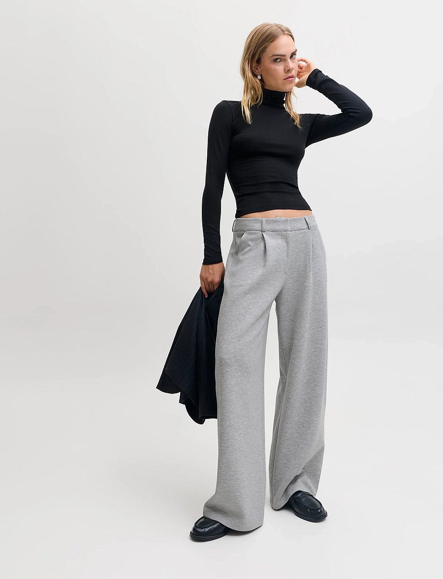 JJXX - JXBILLIE SCUBA PANTS SWT - hosen mit weitem bein - light grey melange - 5