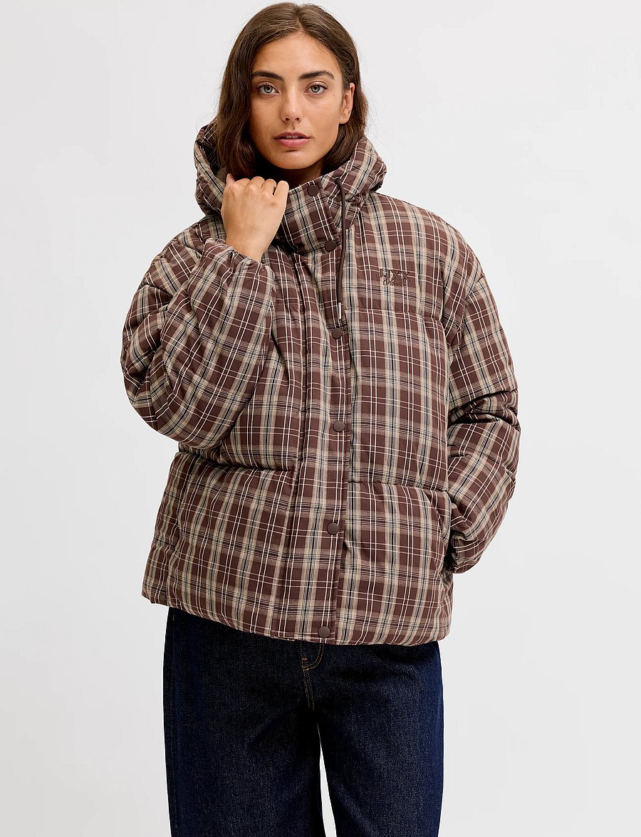 JJXX - JXANA CHECK PUFFER JACKET OTW - frühlingsjacken - winetasting - 0