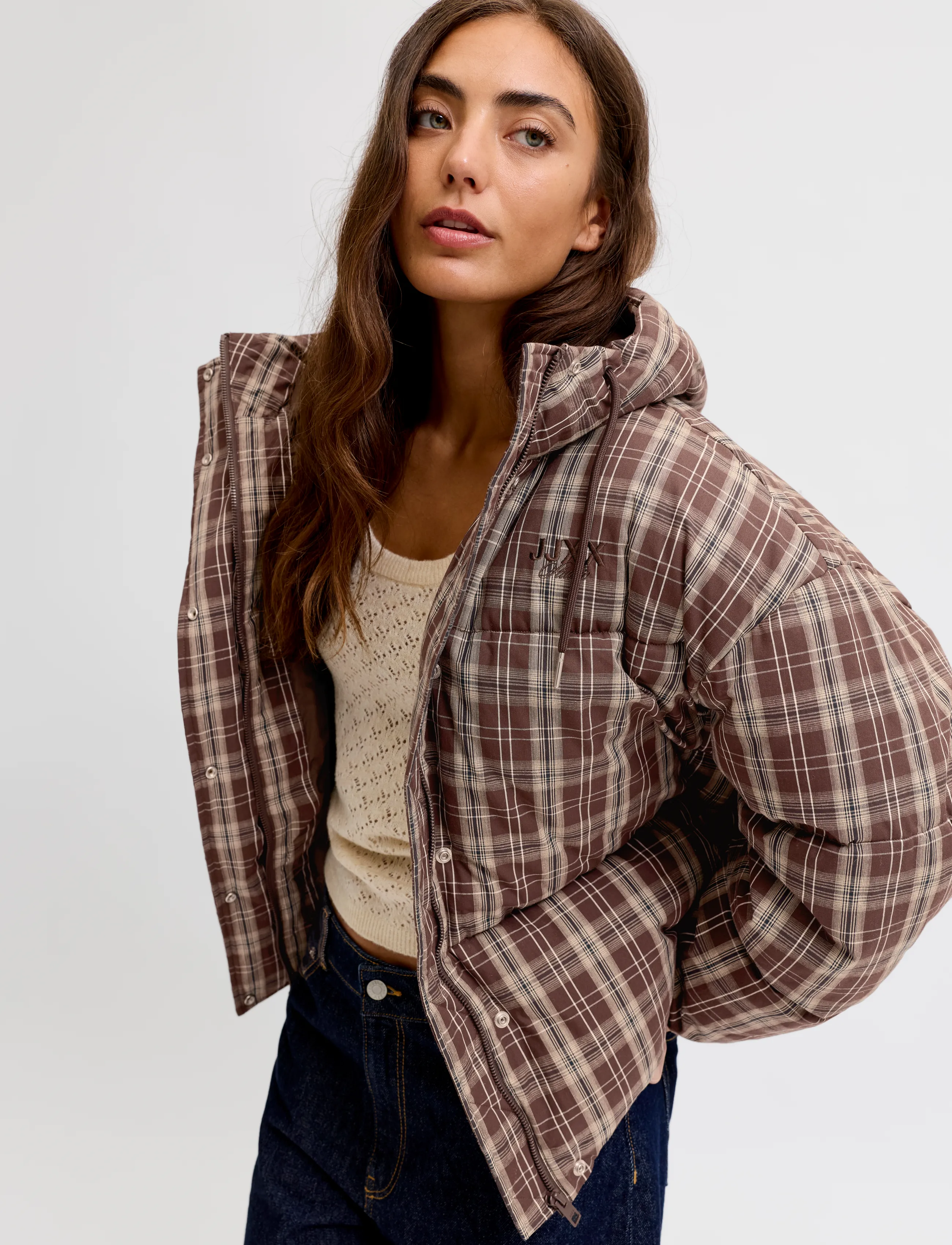 JJXX - JXANA CHECK PUFFER JACKET OTW - spring jackets - winetasting - 5