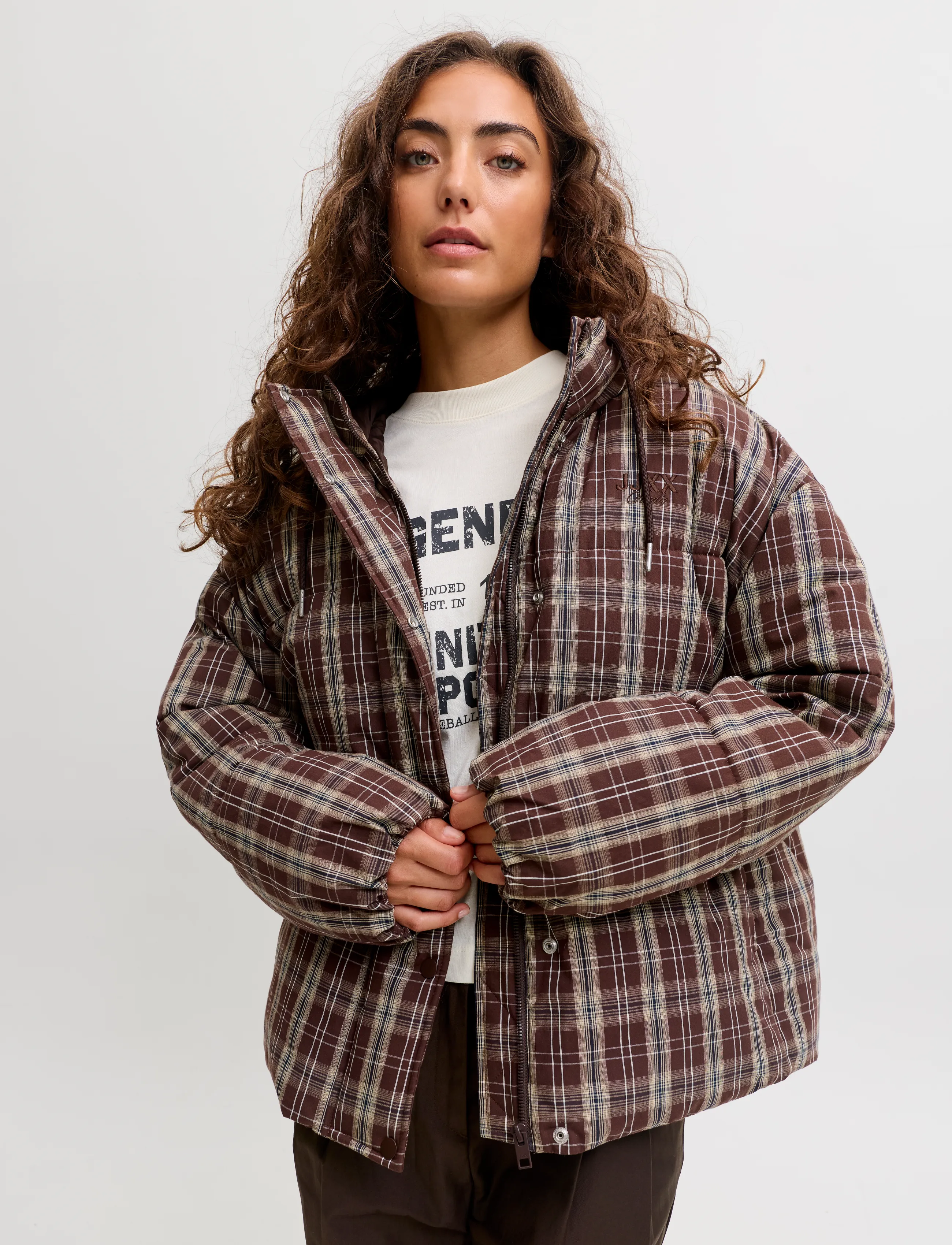 JJXX - JXANA CHECK PUFFER JACKET OTW - frühlingsjacken - winetasting - 5