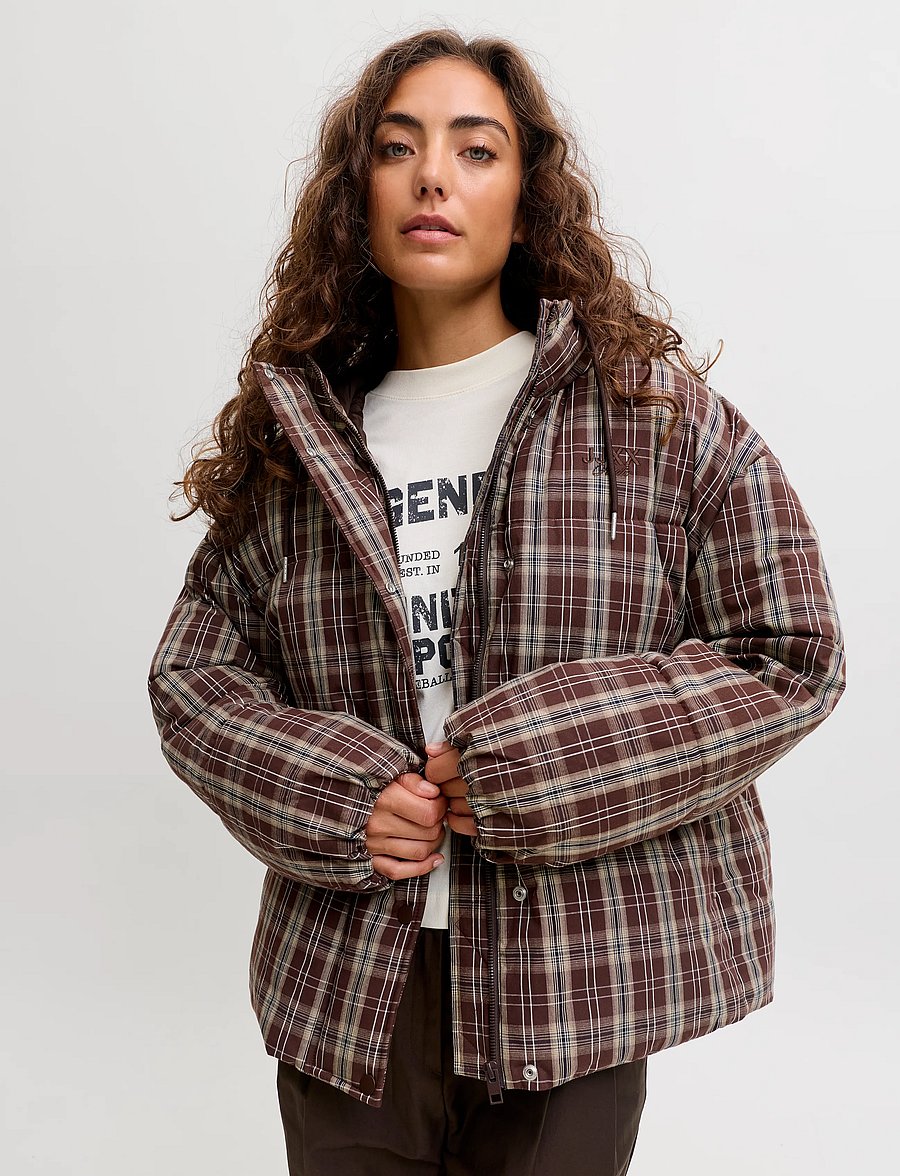 JJXX - JXANA CHECK PUFFER JACKET OTW - vinterjakker - winetasting - 5