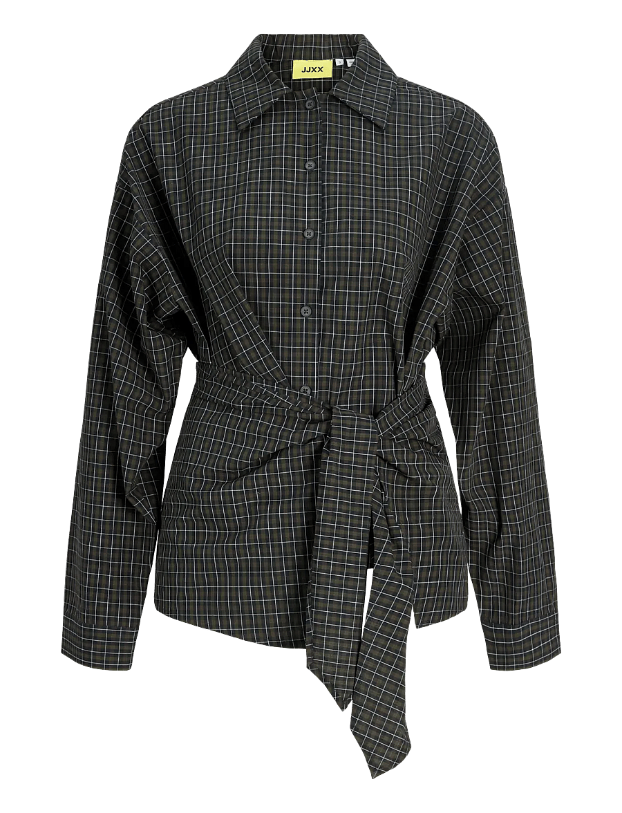 JJXX - JXVIOLA POPLIN LS WRAP TIE SHIRT WVN - pikkade varrukatega särgid - black - 1