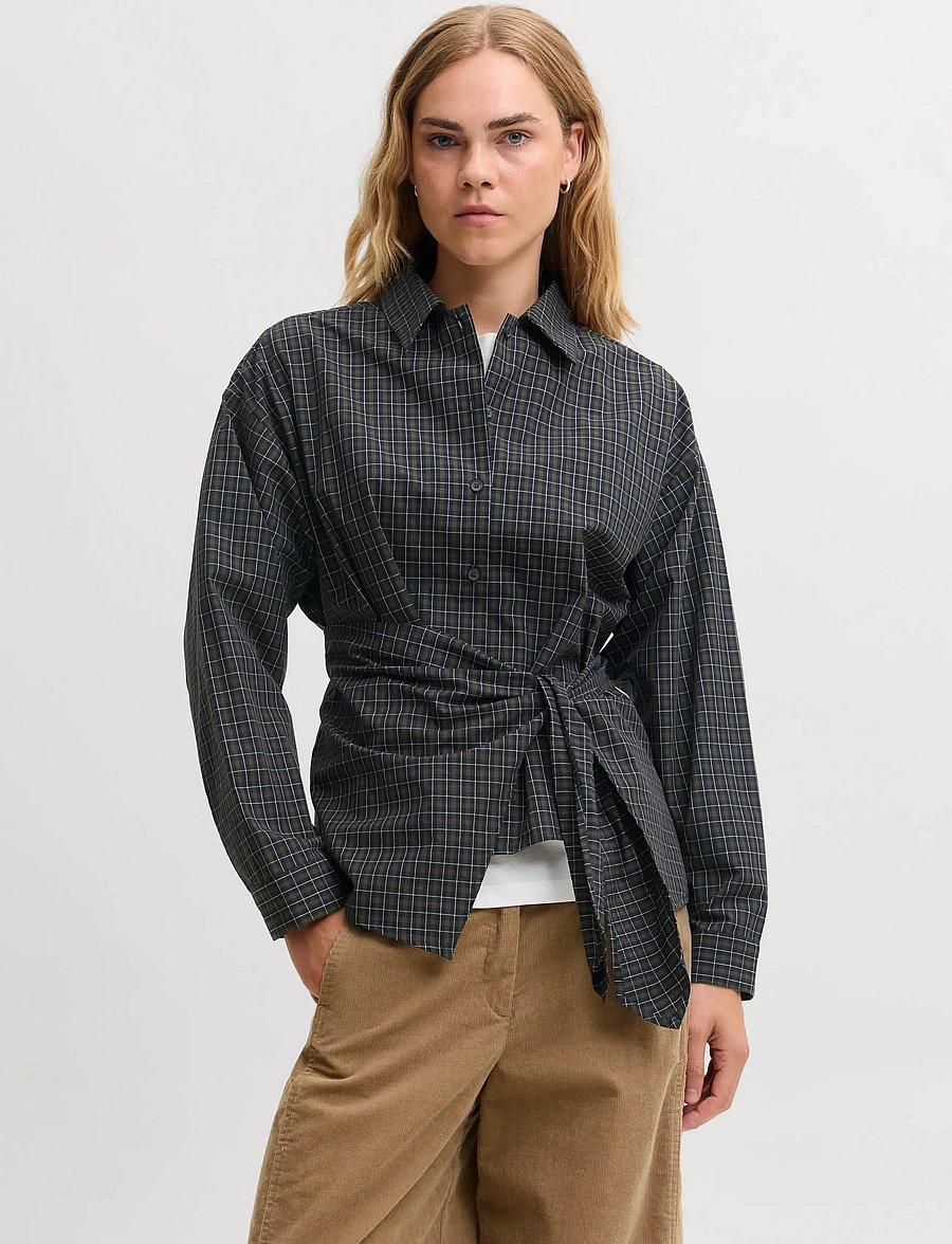 JJXX - JXVIOLA POPLIN LS WRAP TIE SHIRT WVN - pikkade varrukatega särgid - black - 0