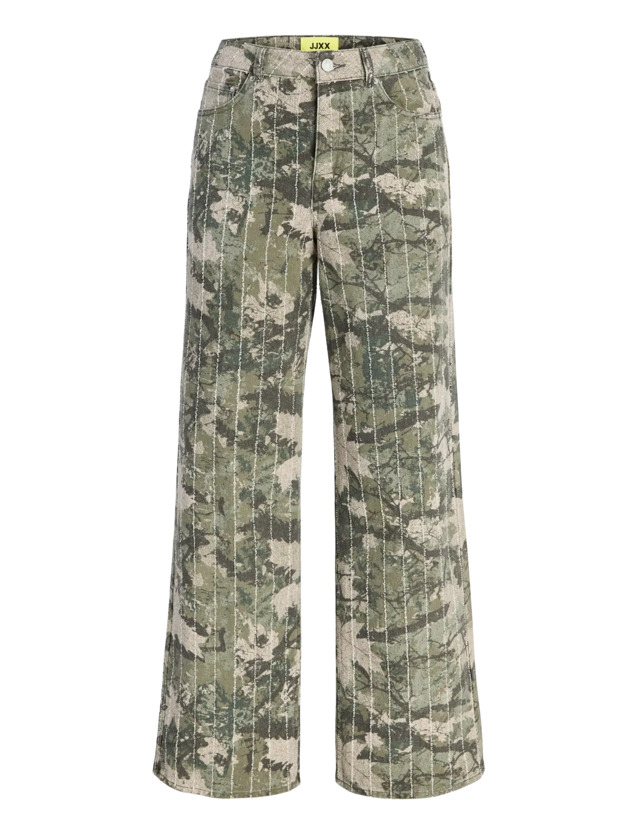 JJXX Jxzoe Sille Wide Aop Hw Hosen Pnt Ln Khaki - Sx32 - Damen