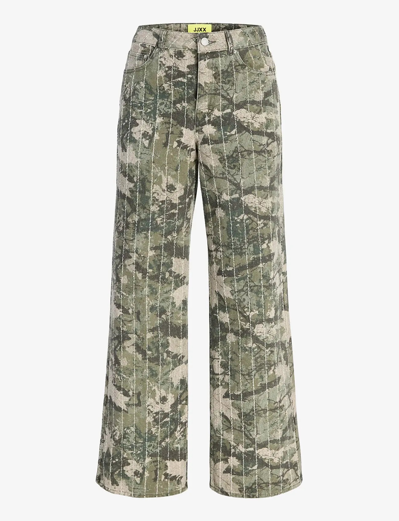 JJXX - JXZOE SILLE WIDE AOP HW PANTS PNT LN - brede jeans - dusky green - 0