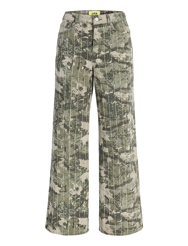JJXX - JXZOE SILLE WIDE AOP HW PANTS PNT LN - brede jeans - dusky green - 0