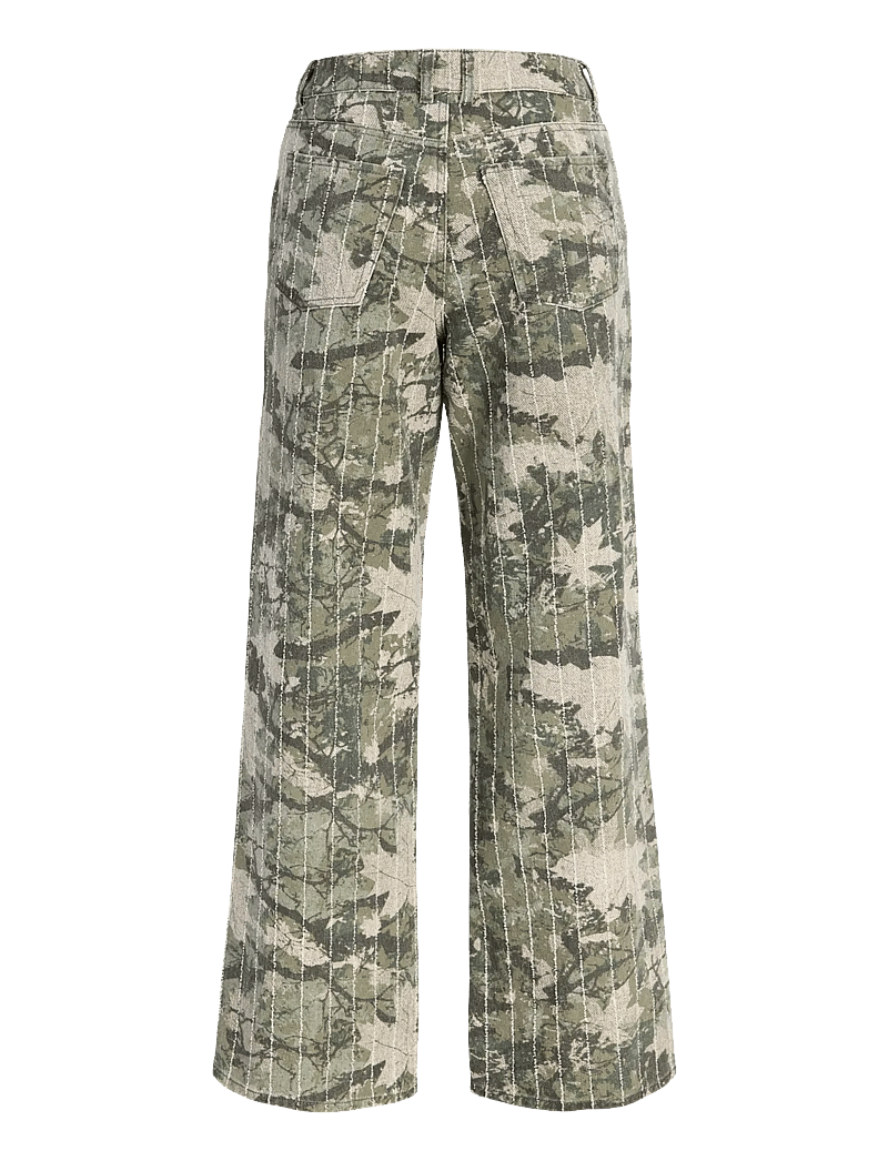 JJXX - JXZOE SILLE WIDE AOP HW PANTS PNT LN - brede jeans - dusky green - 1