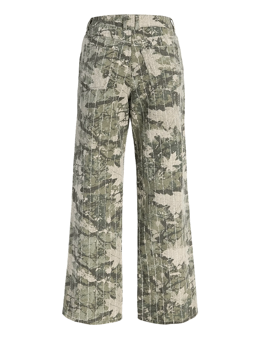 JJXX - JXZOE SILLE WIDE AOP HW PANTS PNT LN - pantalons larges - dusky green - 2