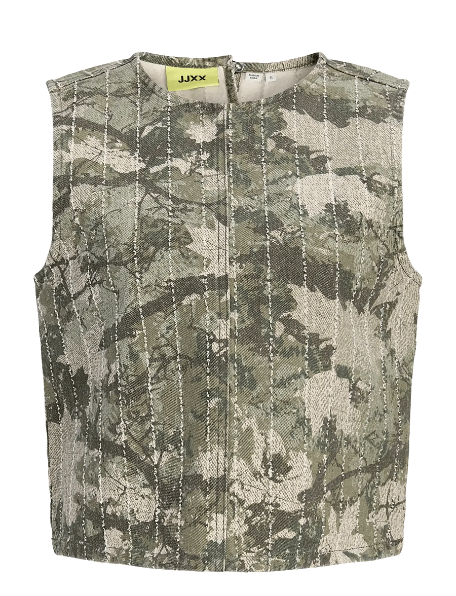 JJXX - JXMABEL SILLE AOP TOP PNT LN - Ärmellose tops - dusky green - 1