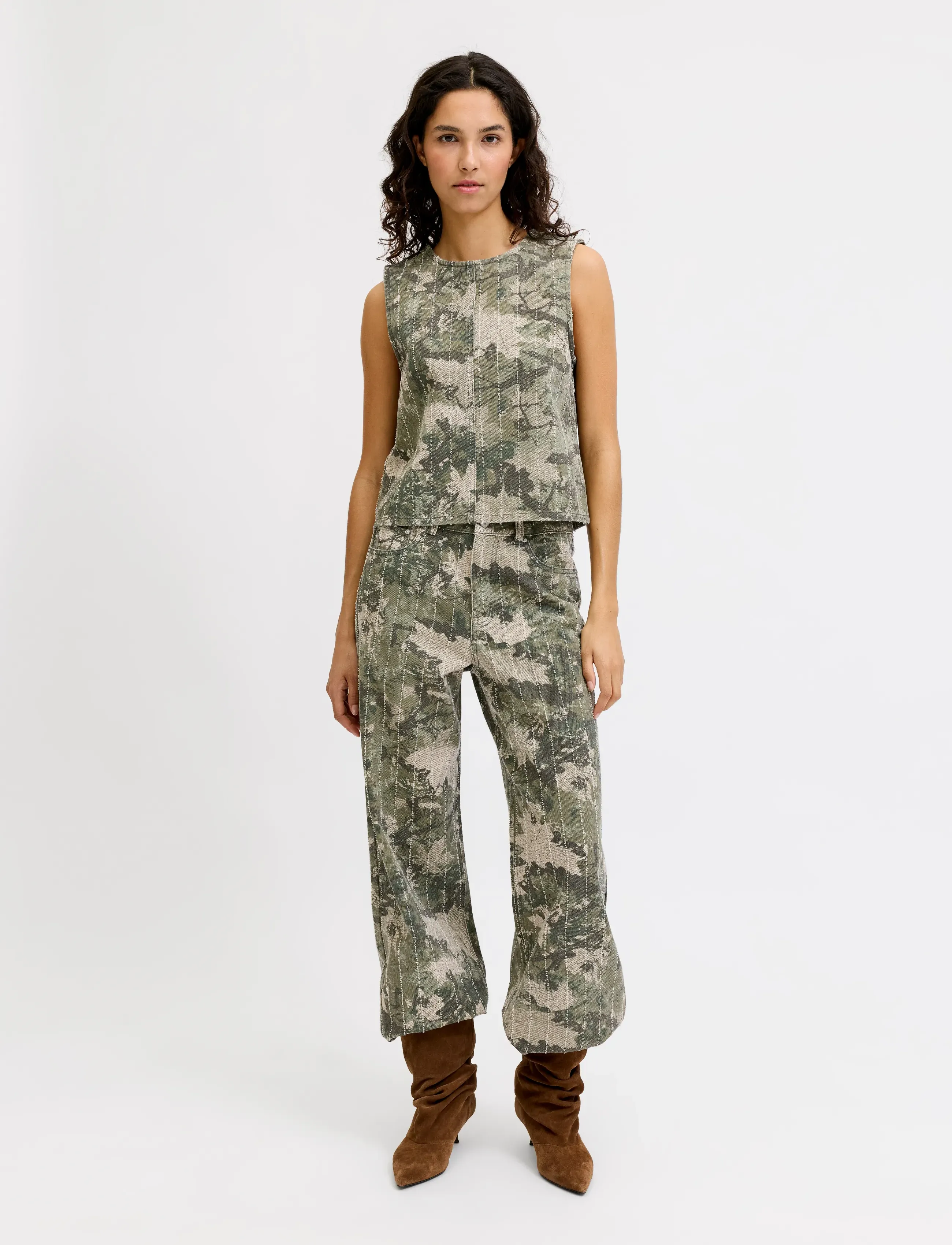 JJXX - JXMABEL SILLE AOP TOP PNT LN - ermalausir toppar - dusky green - 4
