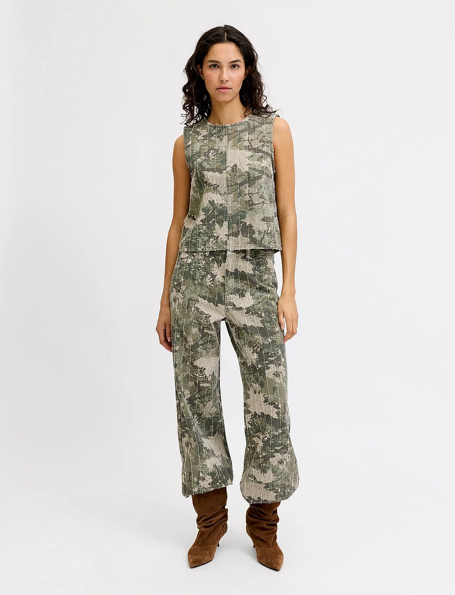 JJXX - JXMABEL SILLE AOP TOP PNT LN - Ärmellose tops - dusky green - 4