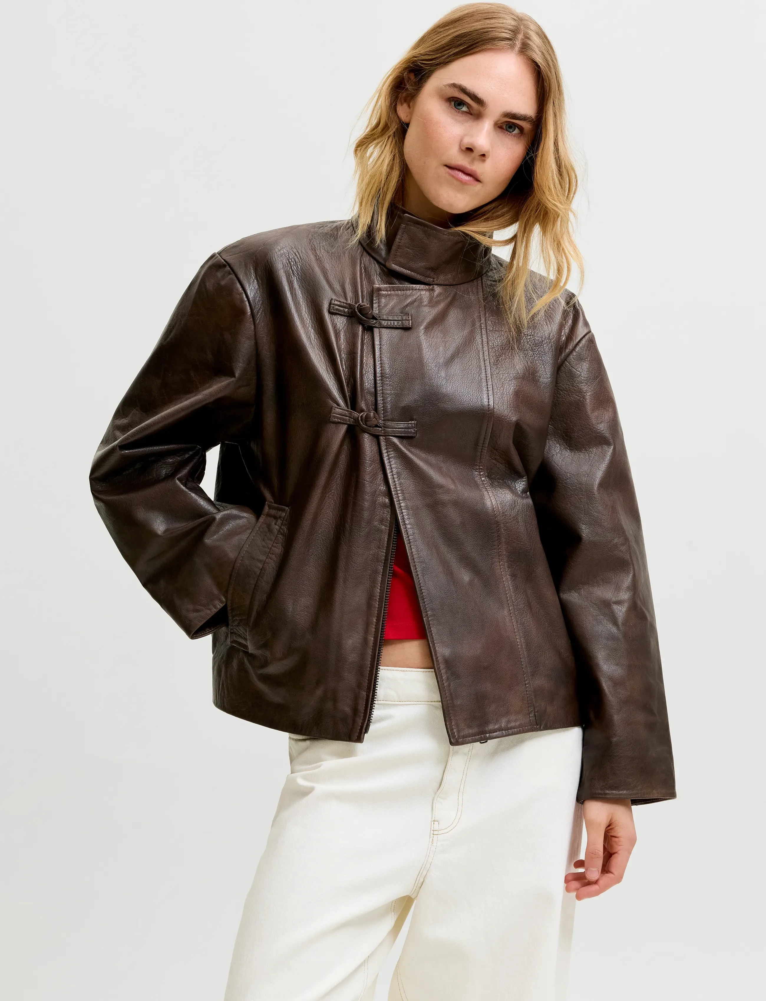 JJXX JXNOBEL LEATHER JACKET OTW - Joped ja mantlid - BRACKEN / brown