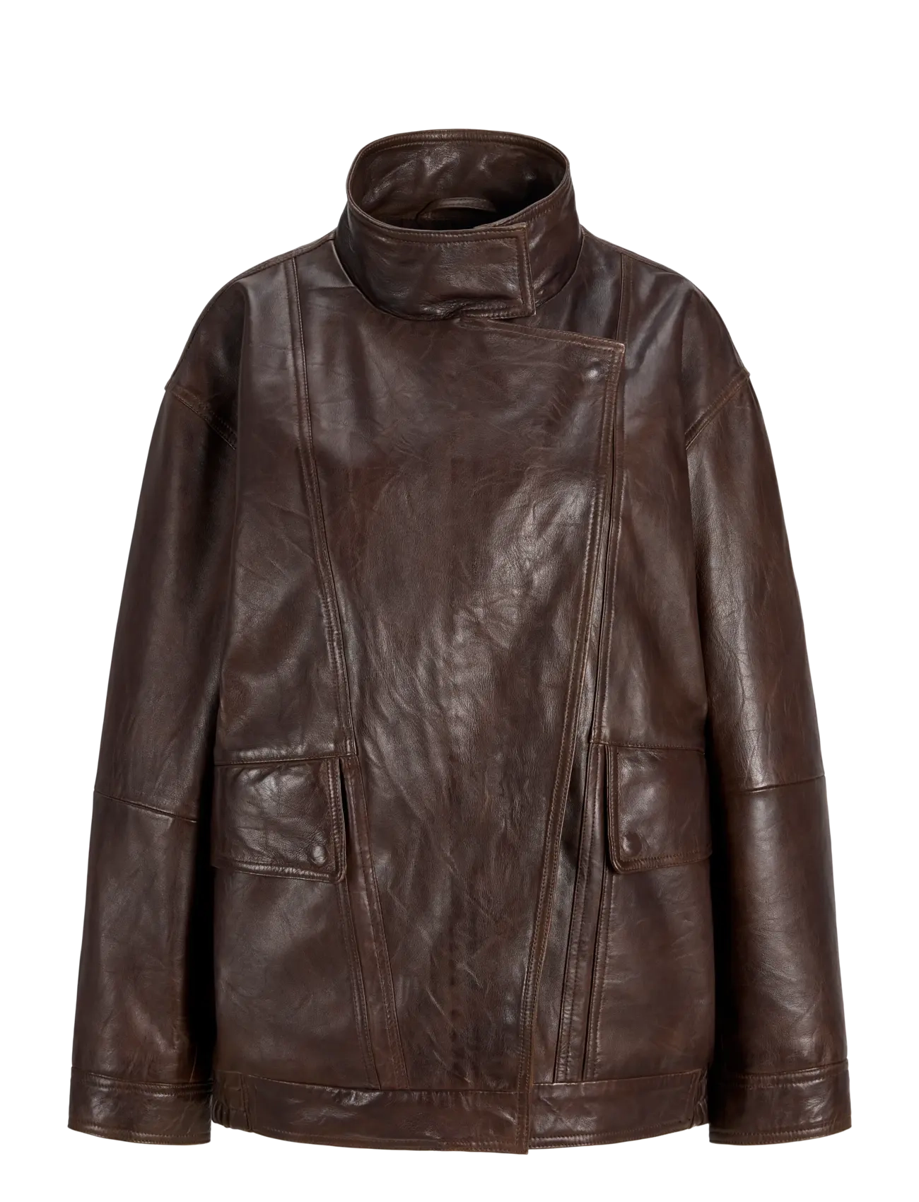 JJXX - JXSILJA LEATHER JACKET OTW - vårjackor - pecan brown - 1