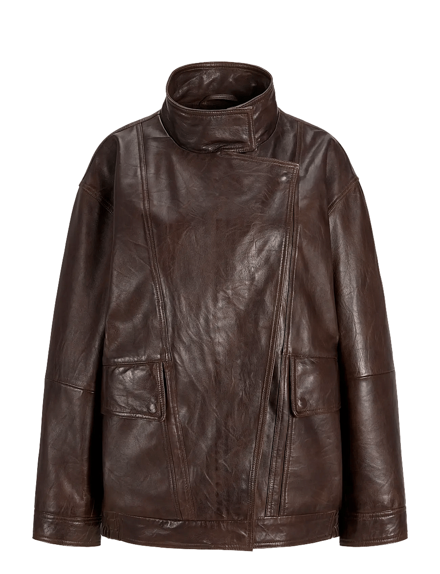 JJXX - JXSILJA LEATHER JACKET OTW - vårjackor - pecan brown - 1