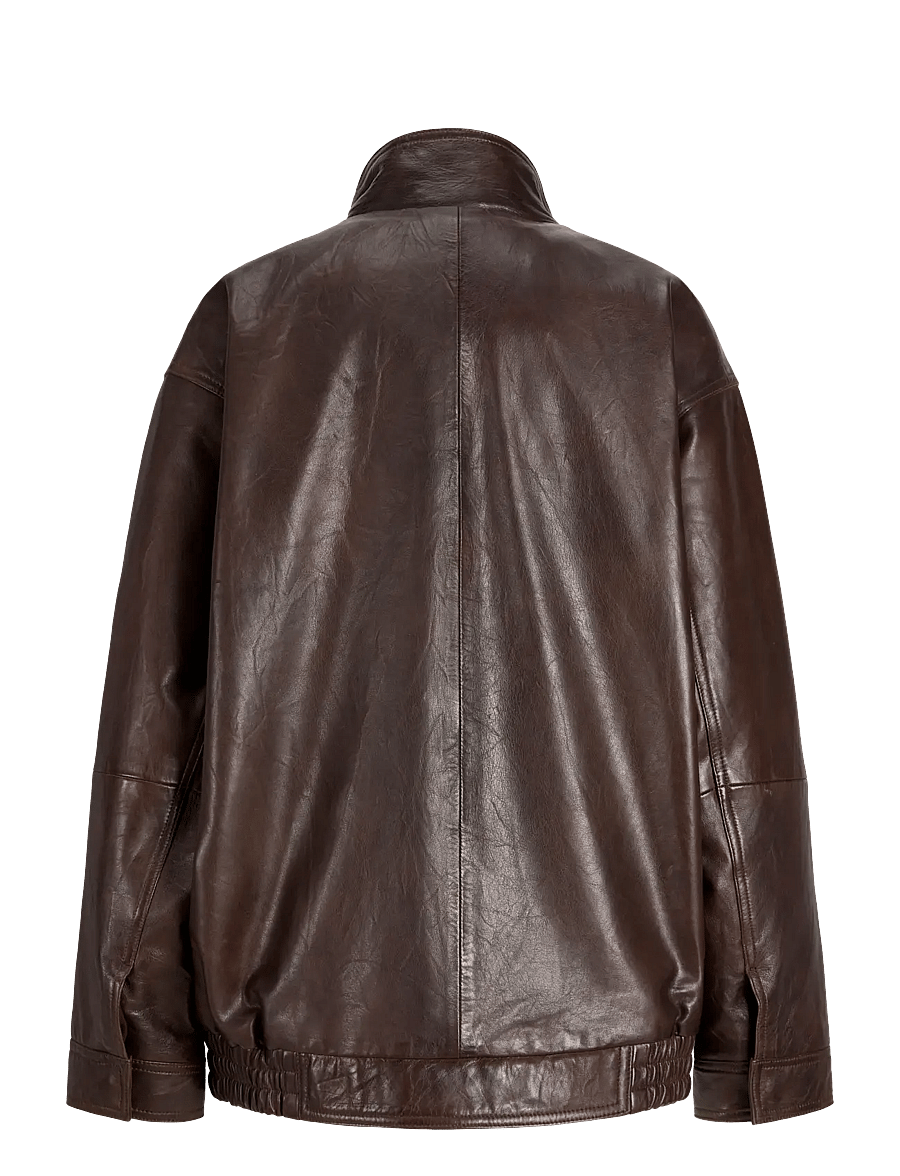 JJXX - JXSILJA LEATHER JACKET OTW - vårjackor - pecan brown - 2