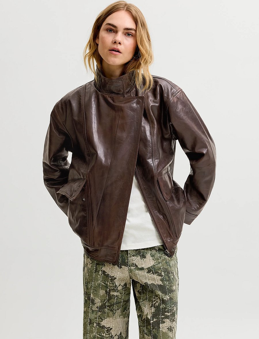 JJXX - JXSILJA LEATHER JACKET OTW - vårjackor - pecan brown - 0