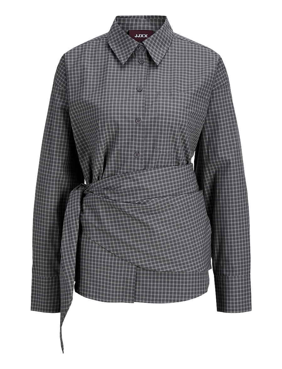 JJXX - JXFIE POPLIN LS SCARF SHIRT WVN - långärmade skjortor - pirate black - 0