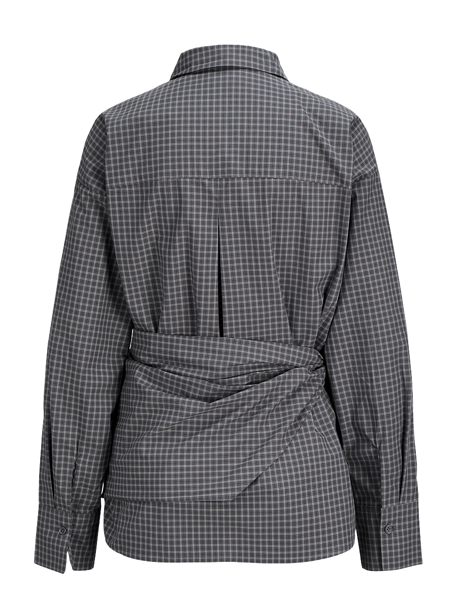JJXX - JXFIE POPLIN LS SCARF SHIRT WVN - långärmade skjortor - pirate black - 1