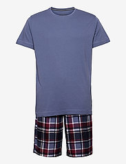 Jockey - Pyjama Short Knit - nattøj sæt - blue check - 0