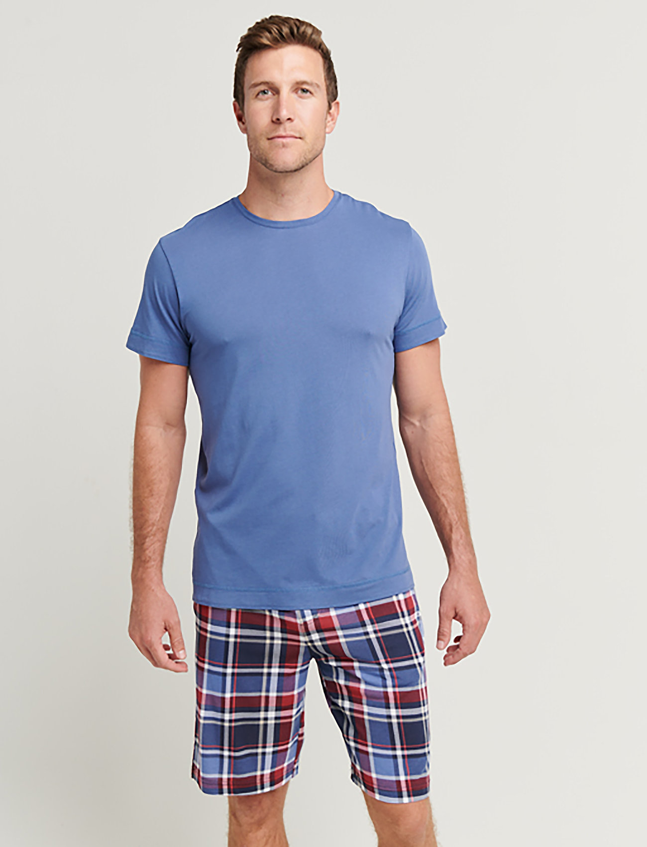 Jockey - Pyjama Short Knit - pyjama sets - blue check - 0