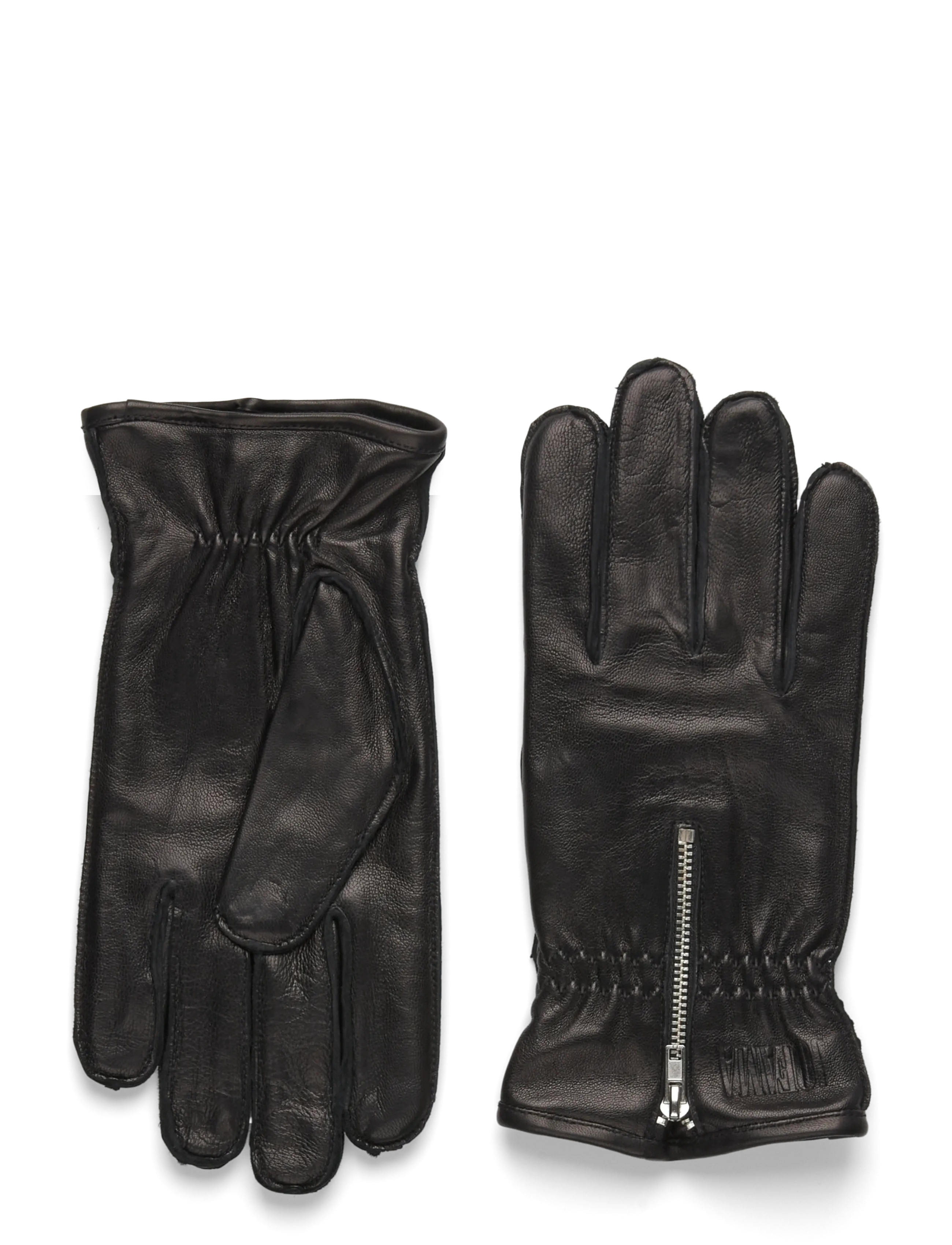 Ted Zip Leather Glove - BLACK