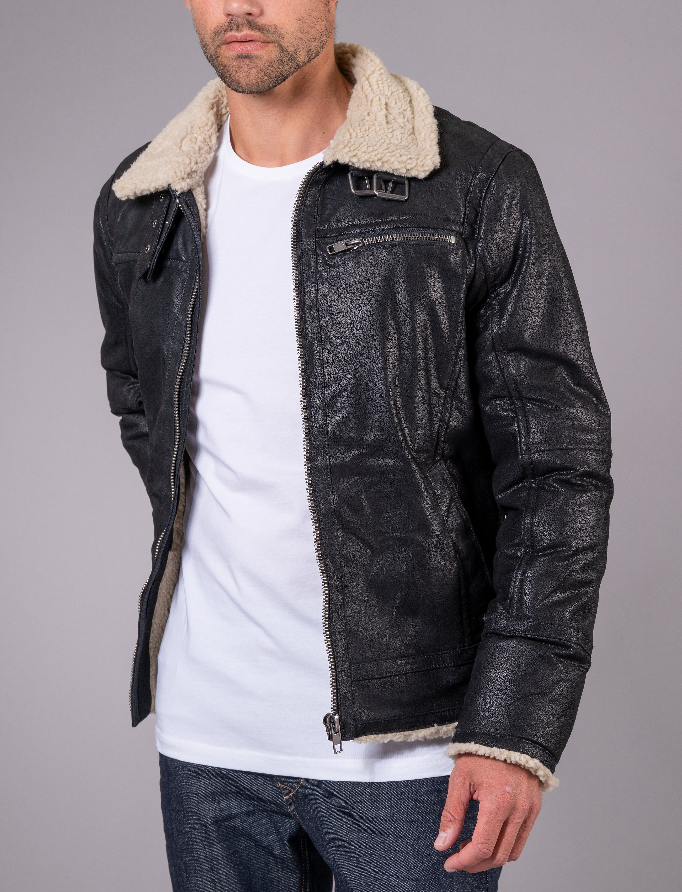 Jofama Axel Classic Pile Suede Jacket, 50, Black, Jakker > Læder, Herre