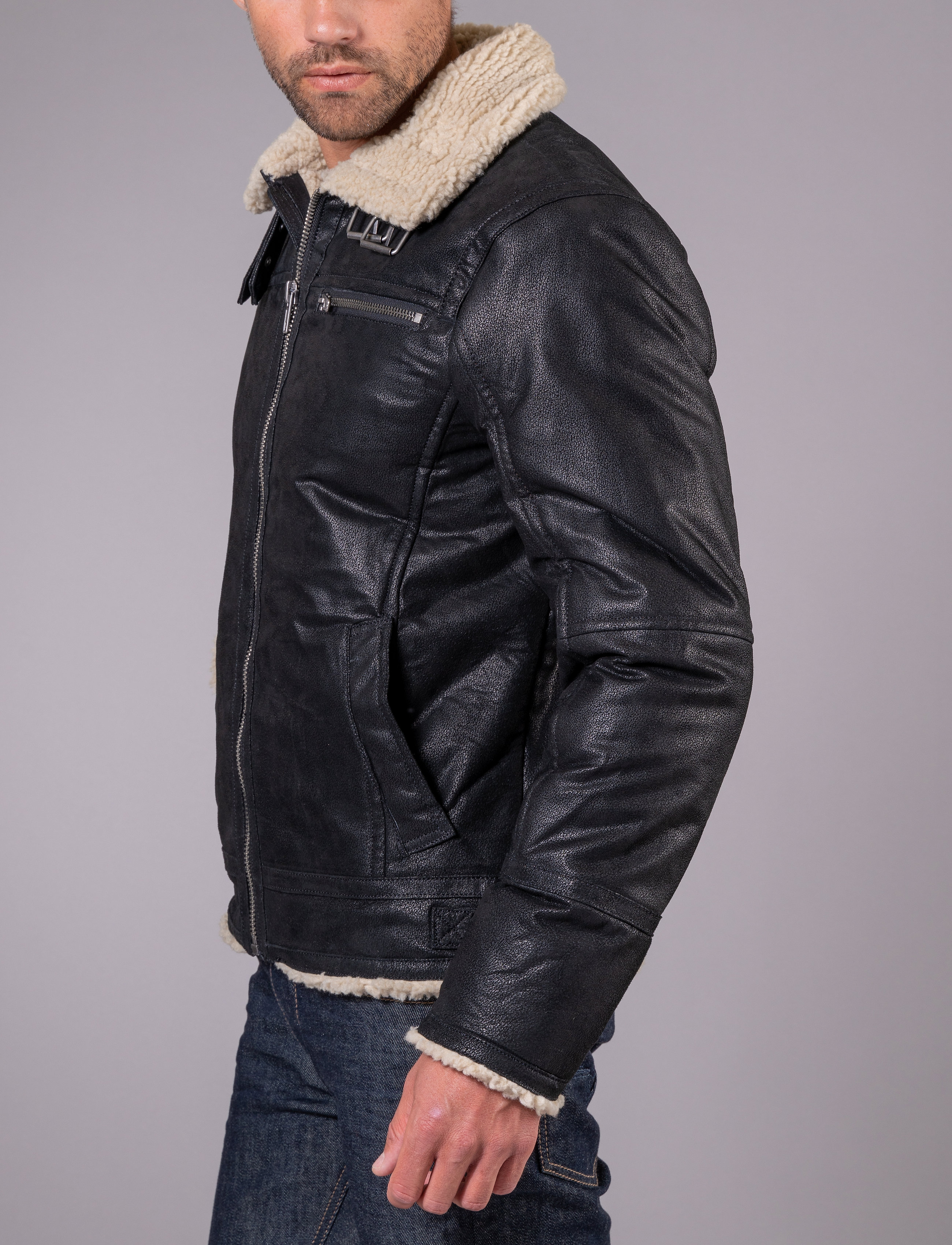 Jofama - Axel Classic Pile Suede Jacket - kevadjoped - black - 3