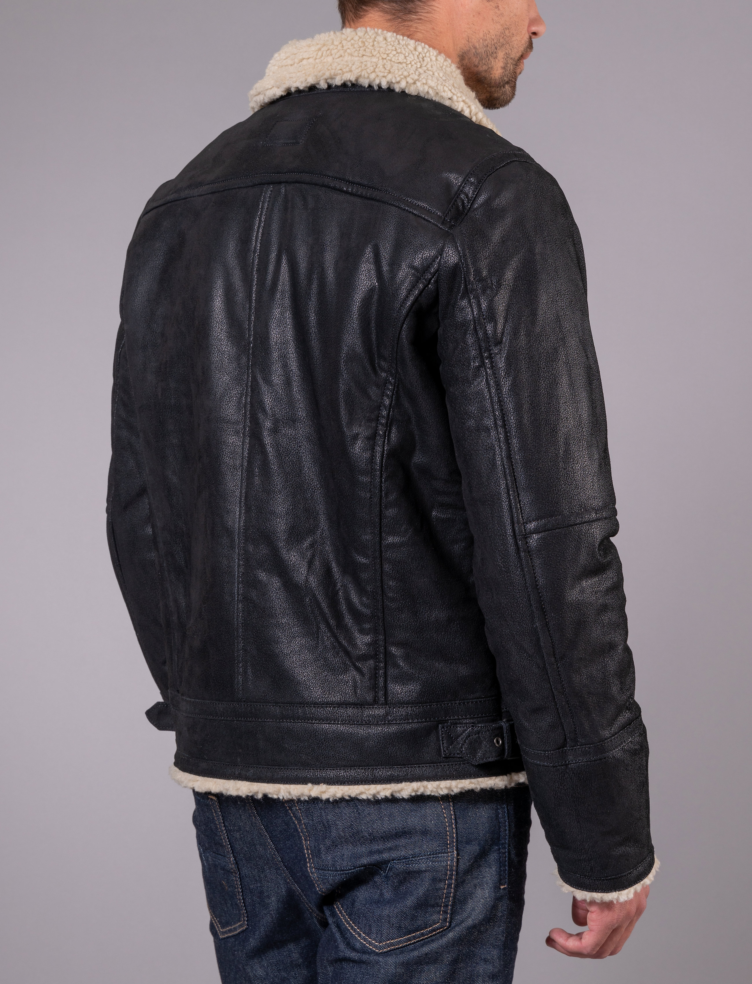 Jofama - Axel Classic Pile Suede Jacket - kevadjoped - black - 4