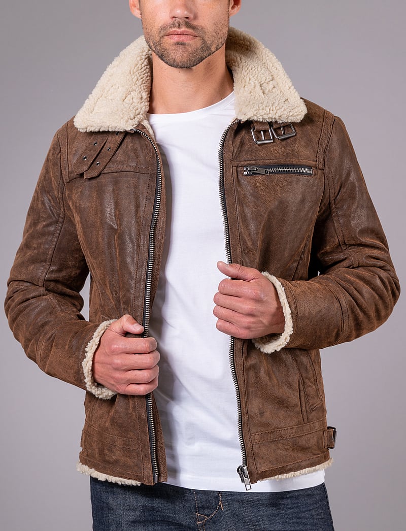 Jofama - Axel Classic Pile Suede Jacket - efterårsjakker - brownie - 0
