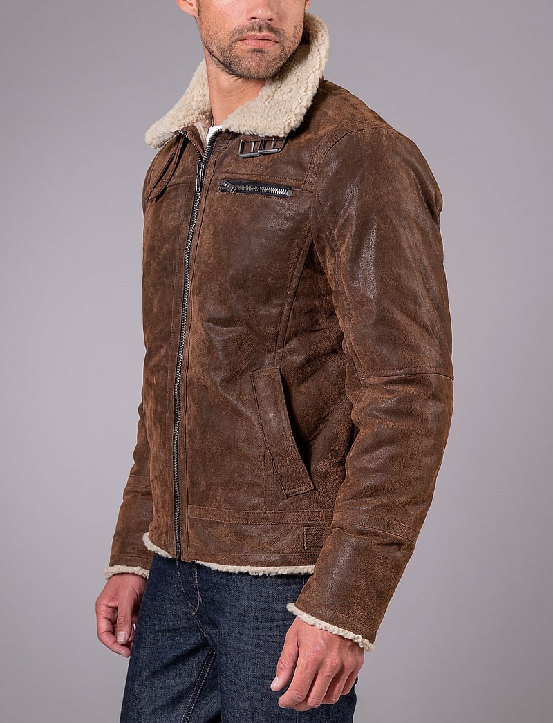 Jofama - Axel Classic Pile Suede Jacket - efterårsjakker - brownie - 3