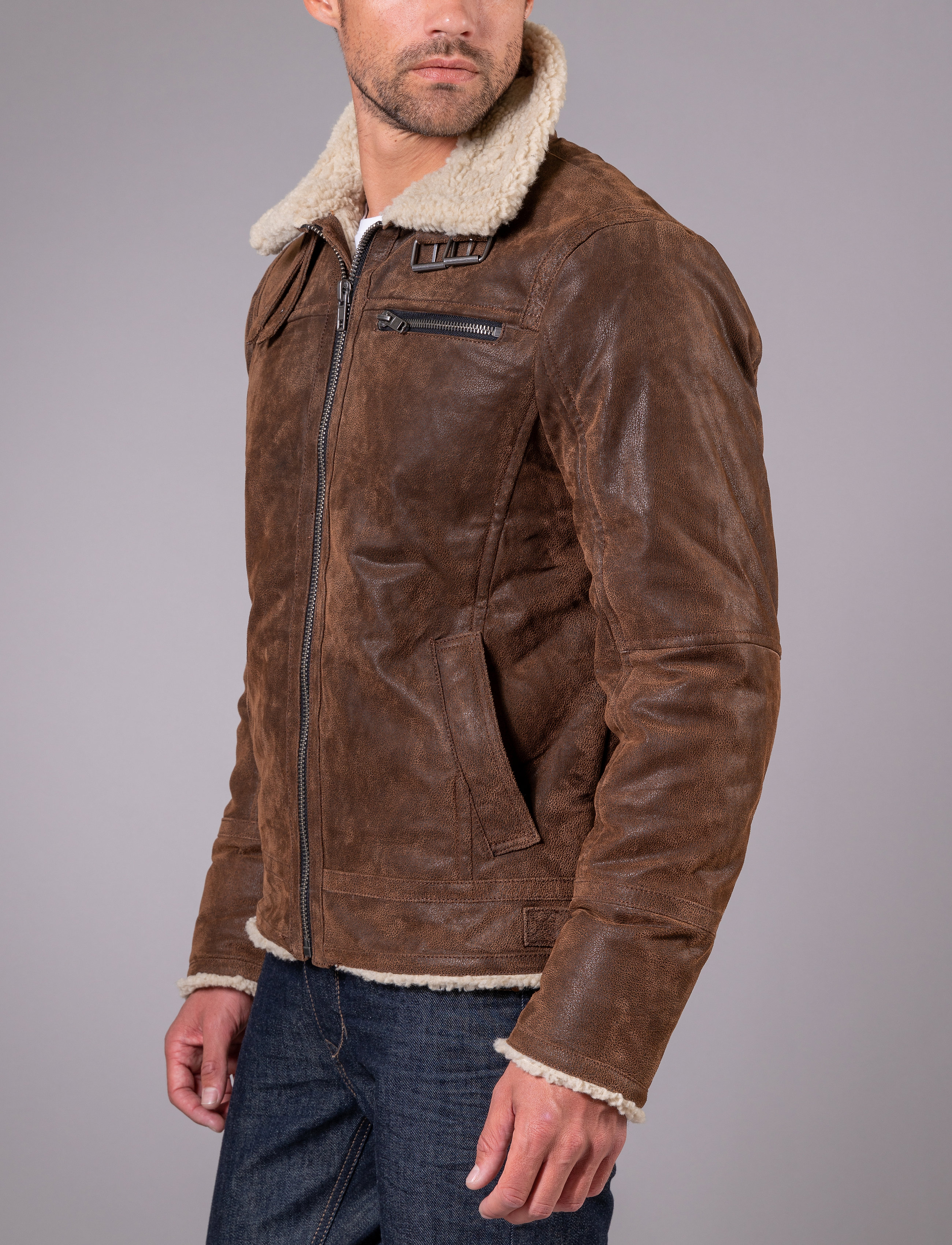 Jofama - Axel Classic Pile Suede Jacket - kevadjoped - brownie - 3