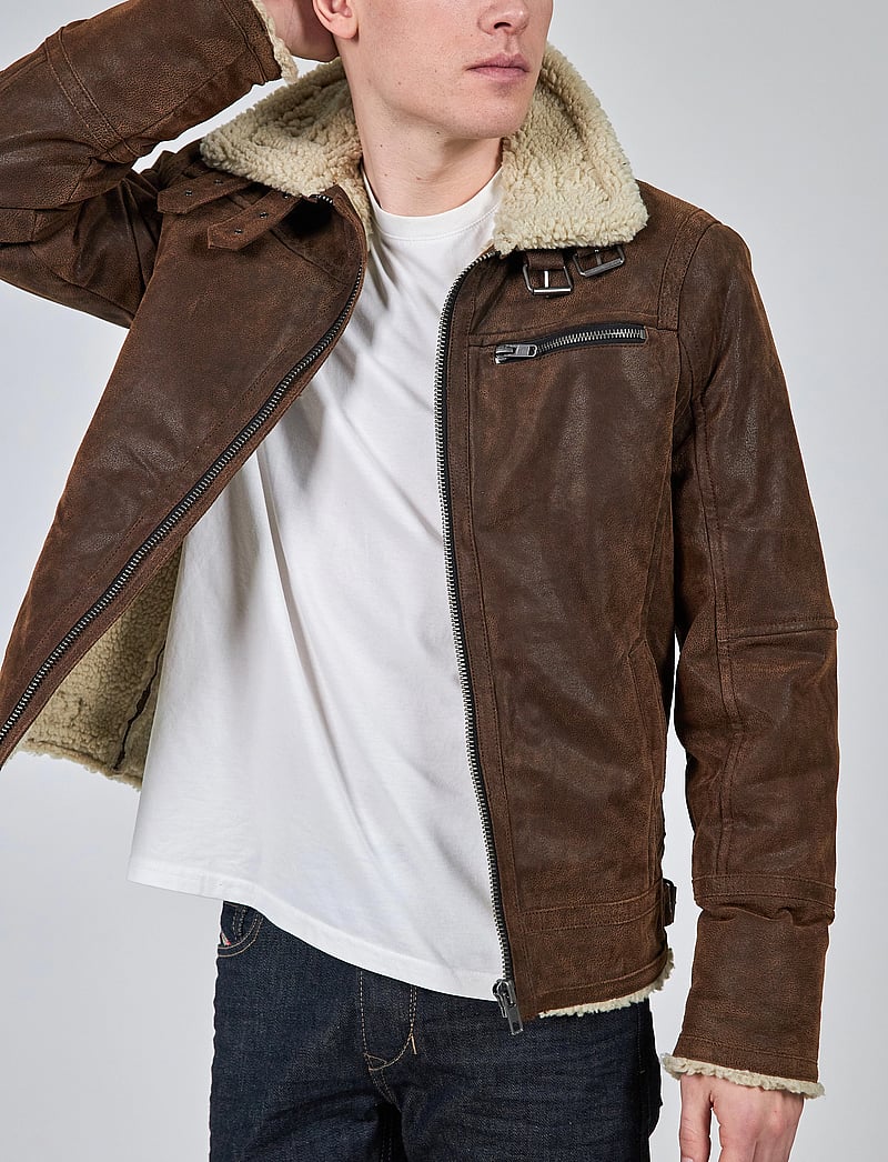 Jofama - Axel Classic Pile Suede Jacket - efterårsjakker - brownie - 5