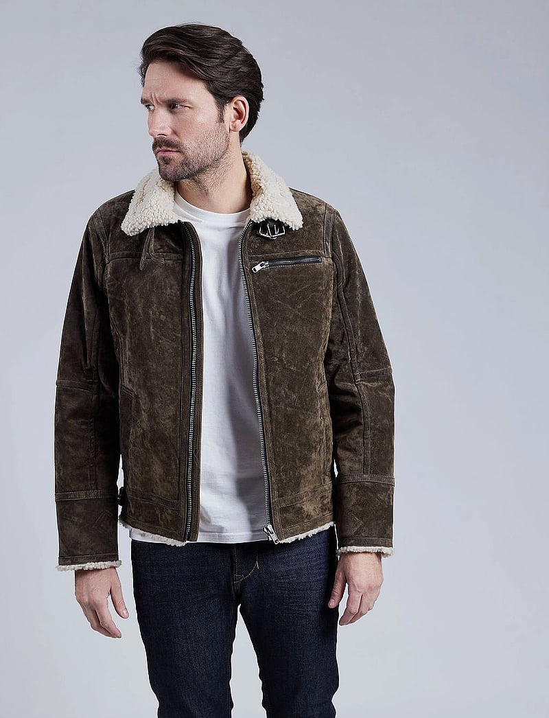 Jofama - Axel Classic Pile Suede Jacket - sügisjakid - olive - 0