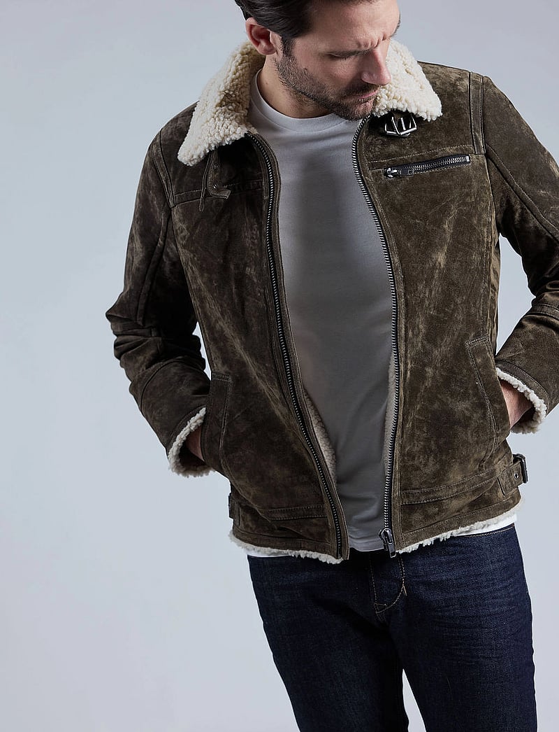 Jofama - Axel Classic Pile Suede Jacket - sügisjakid - olive - 4