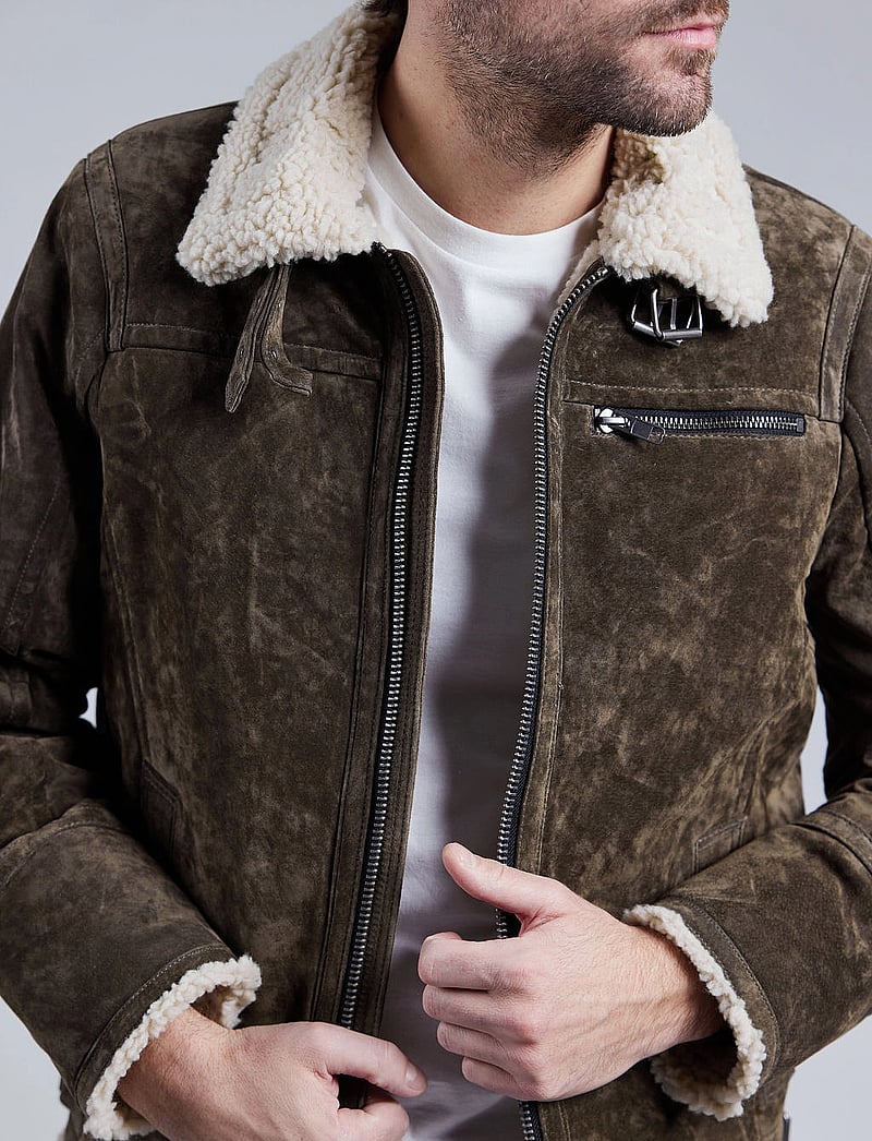 Jofama - Axel Classic Pile Suede Jacket - sügisjakid - olive - 5