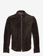 Clark Zipped Suede Shirt Jacke - COFFEE