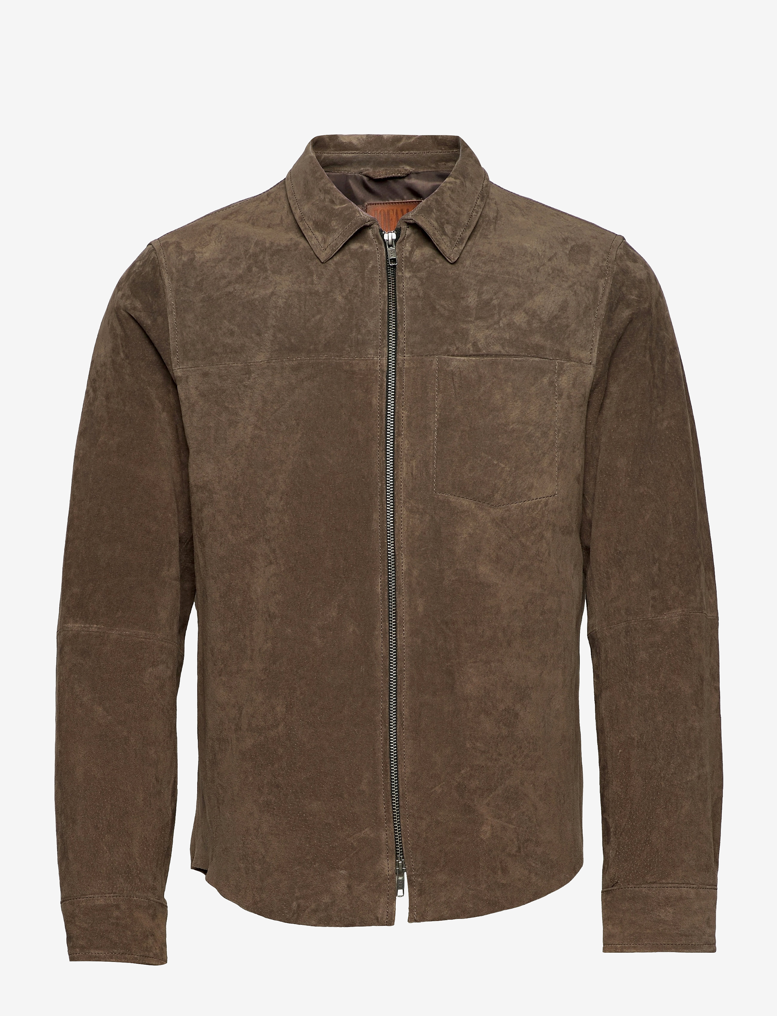 Clark Zipped Suede Shirt Jacke - TOBACCO
